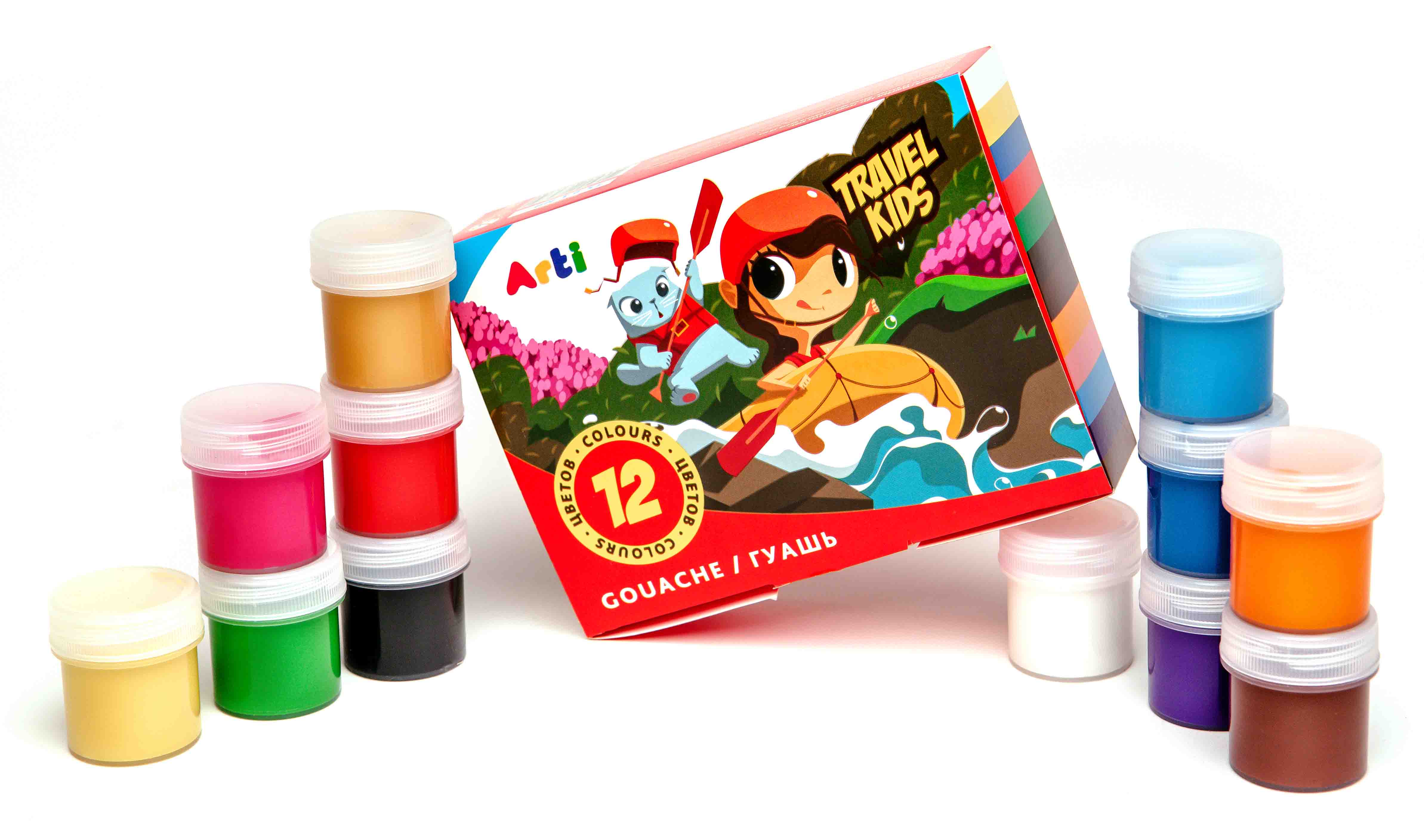 

Краски гуашевые - Travel Kids, 12 цветов по 20 мл, 240 мл