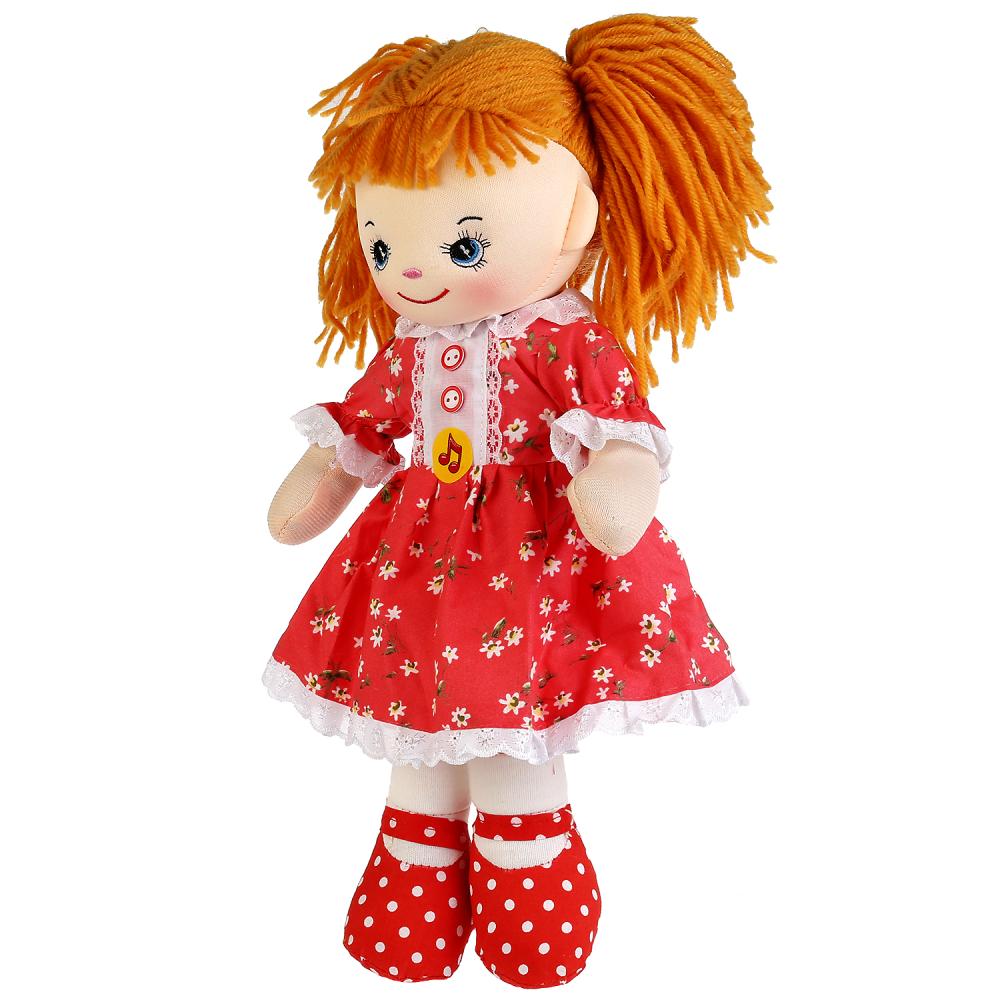 Музыкальная мягкая игрушка - Куколка в красном платье, 40 см, 5 песенок, 2 стихотворения А. Барто  