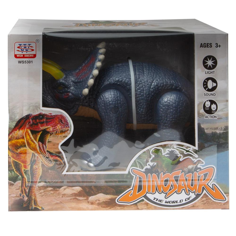 Динозавр - Трицератопс, световые и звуковые эффекты, 3 цвета   