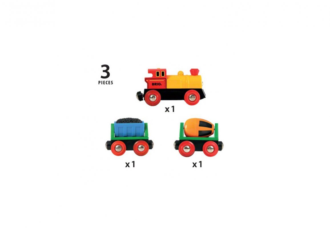 Игровой набор Грузовой поезд с бетономешалкой и грузом угля  