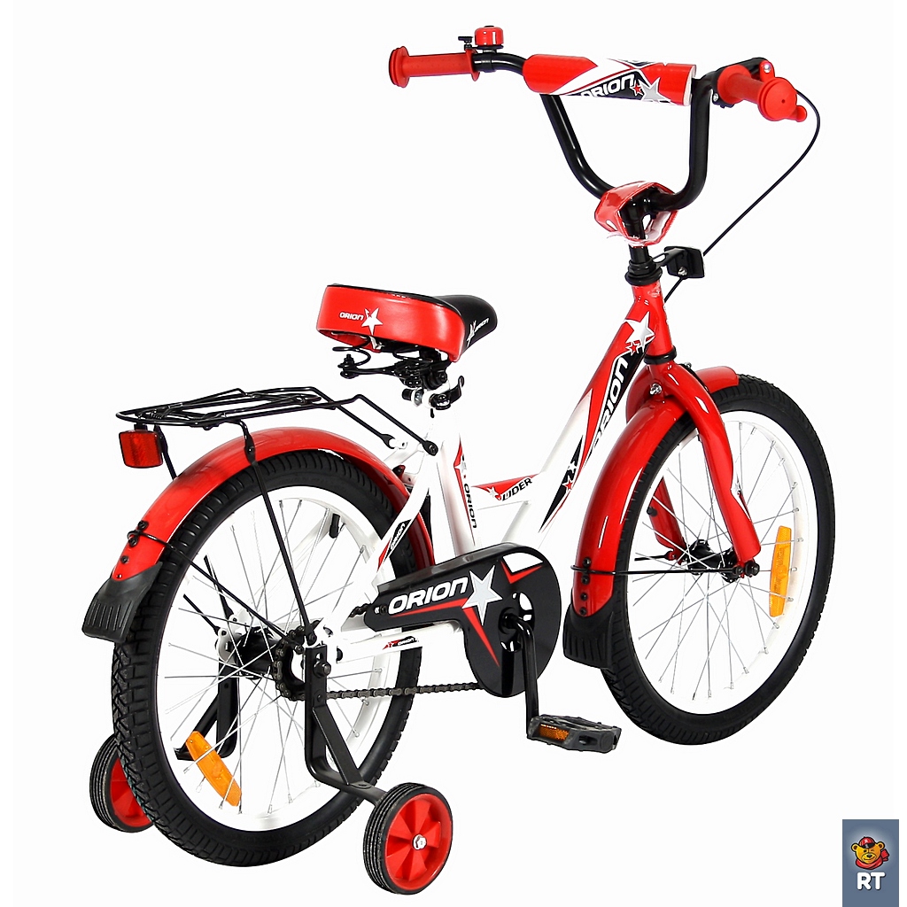 Двухколесный велосипед Lider Orion диаметр колес 18 дюймов, белый/красный  
