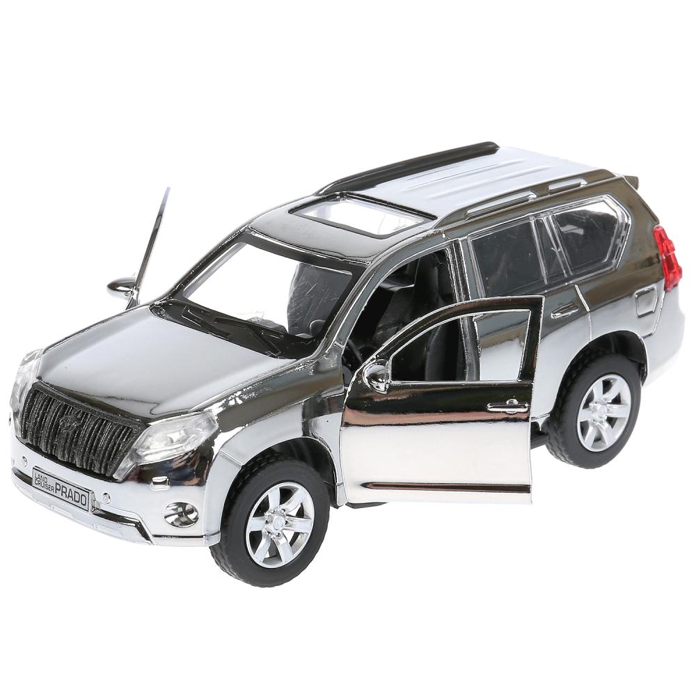 Металлическая инерционная модель – Toyota Prado, хром серебристый, 12 см, открываются двери и багажник  