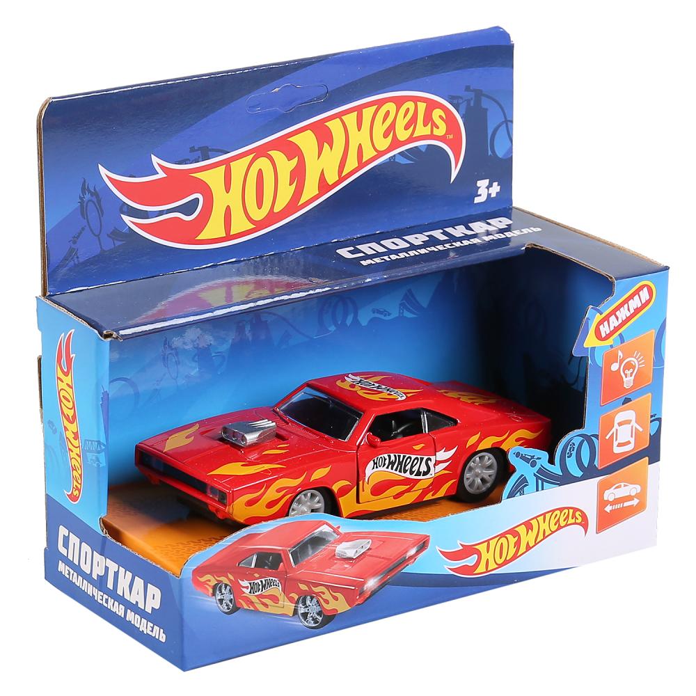 Машина спорткар Hot Wheels 12 см красная со светом и звуком двери открываются металлическая инерционная  