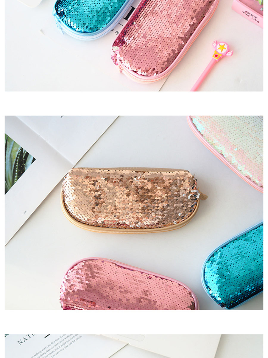 Пенал с блестками, цвет – золотистый  