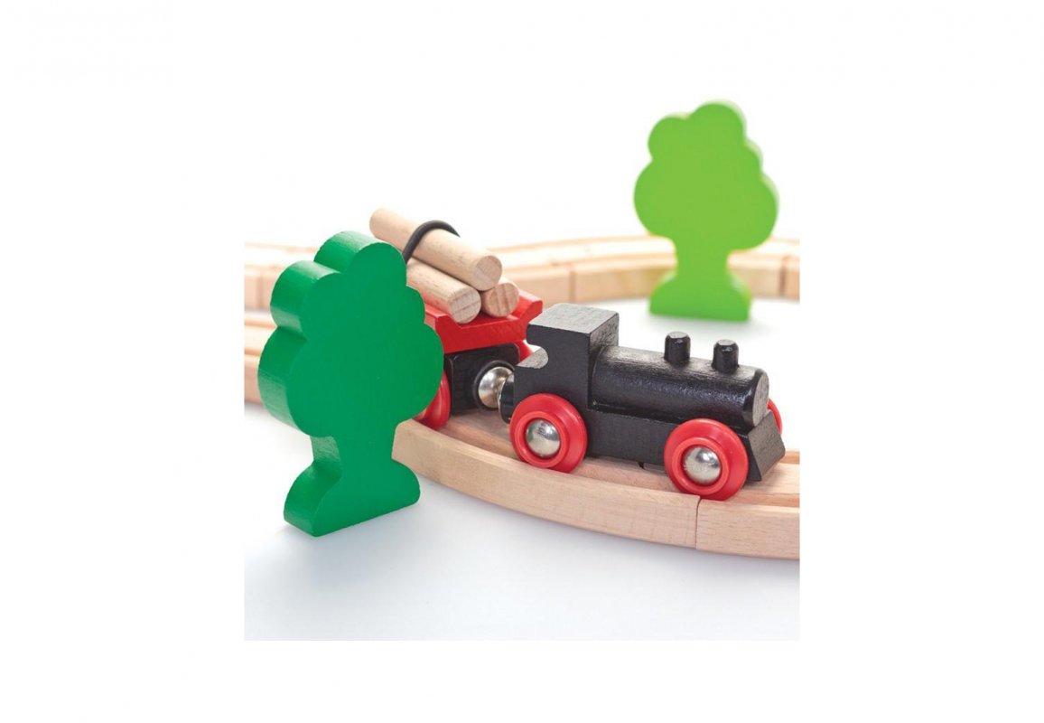 Железная дорога с грузовым поездом, деревянная  