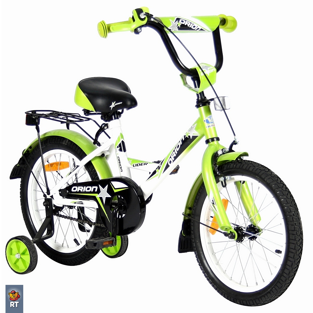 Двухколесный велосипед Lider Orion диаметр колес 16 дюймов, белый/зеленый  