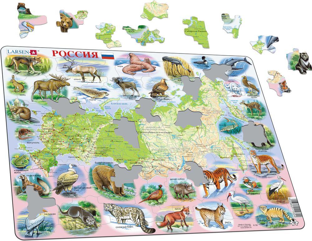 Пазл - карта Россия, 100 деталей  