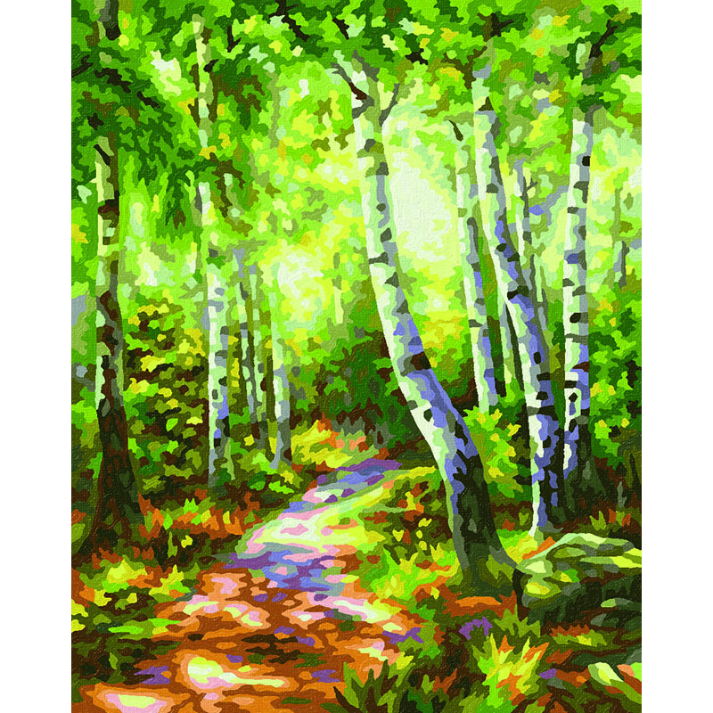 Раскраска по номерам - Березовый лес, 24 х 30 см  