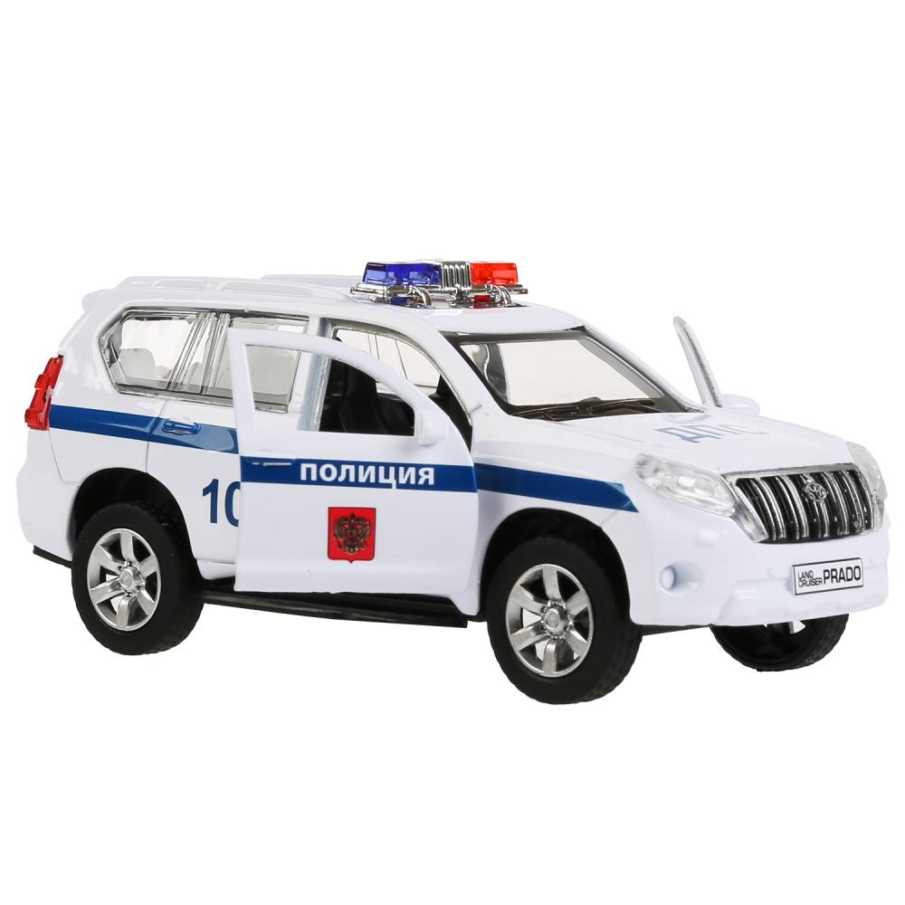 Инерционная металлическая модель - Toyota Prado – Полиция, 12см, цвет белый  