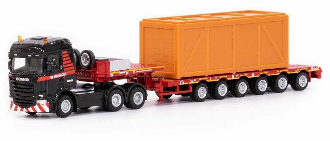 Тягач Mammoet Toys Scania Streamline Highline 6x4 + Semi Low Loader 6 Axle + коробка для перевозки оборудования  