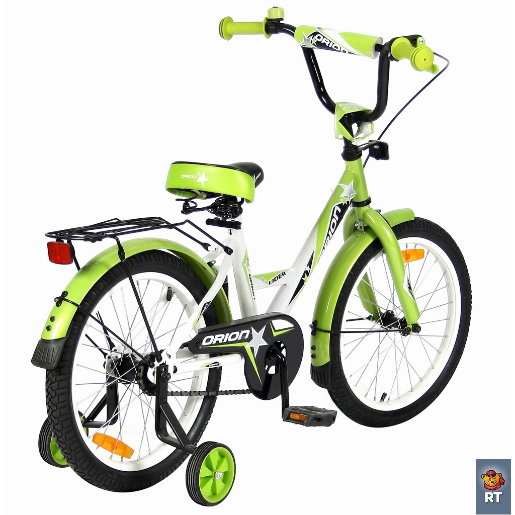 Двухколесный велосипед Lider Orion диаметр колес 18 дюймов, белый/зеленый  