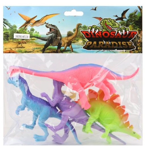 Набор из 4 фигурок Динозавры, разные цвета   