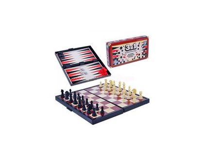 Игра настольная 3в1 - Шашки/шахматы/нарды, на магните  