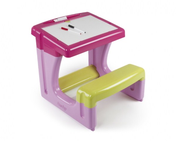 Парта с двухсторонней доской для рисования, розовая, Smoby, 28006