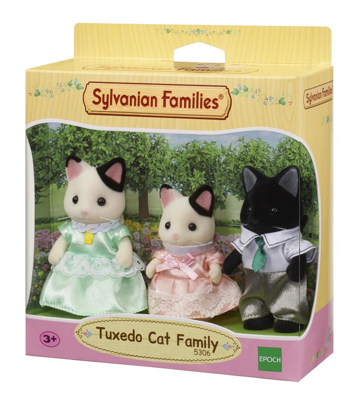Семья Черно-белых котов из серии Sylvanian Families, 3 фигурки  