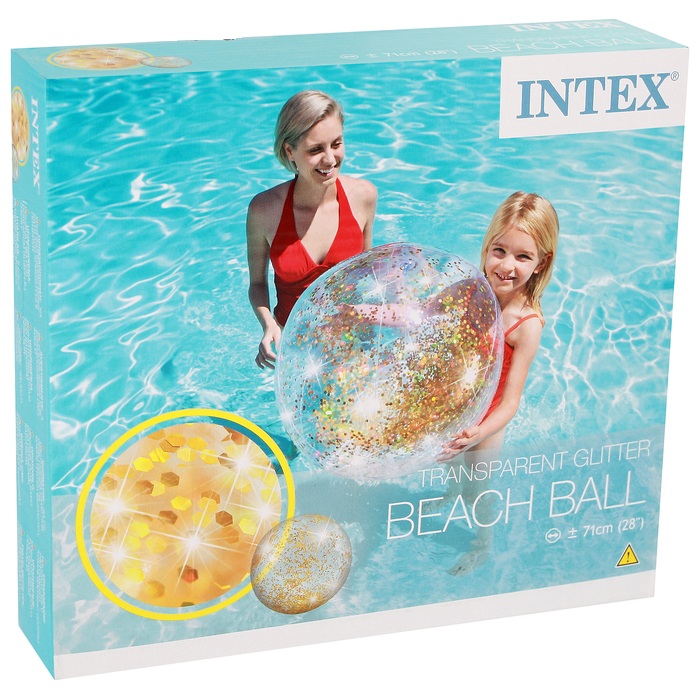 Надувной пляжный мяч – Прозрачный блеск, диаметр 71 см, 2 цвета  