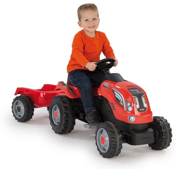 Трактор педальный Smoby XL с прицепом, красный  