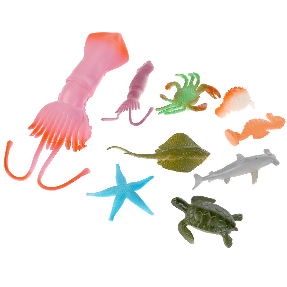 Игрушки пластизоль - Морские животные, 12 видов + 5 водорослей  