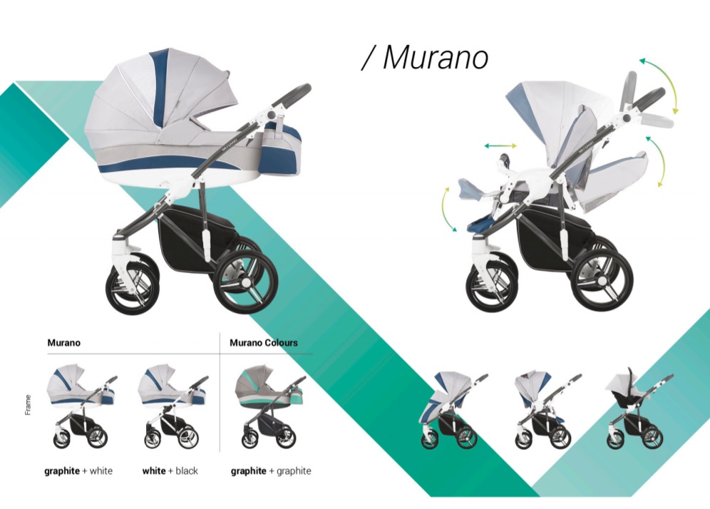Детская коляска Bebetto Murano Colours  2 в 1 шасси матовый графит/GRM C02  