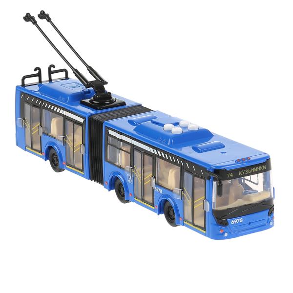 Модель Городской троллейбус свет-звук 32,5 см 4 кнопки двери открываются пластиковая  