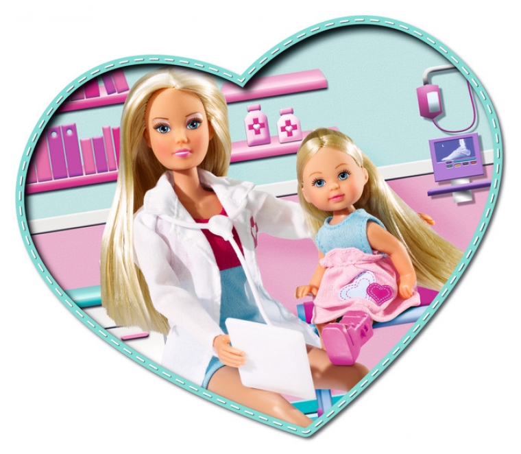 Кукла Штеффи-врач и Еви пациент  