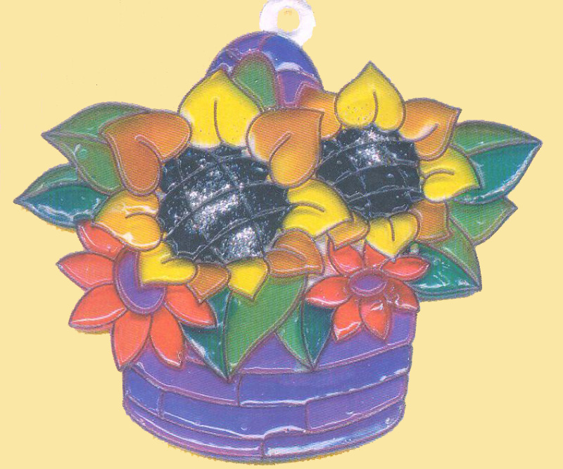 Витражи-Брелоки, 2 шт: корзина в цветах, единорог  