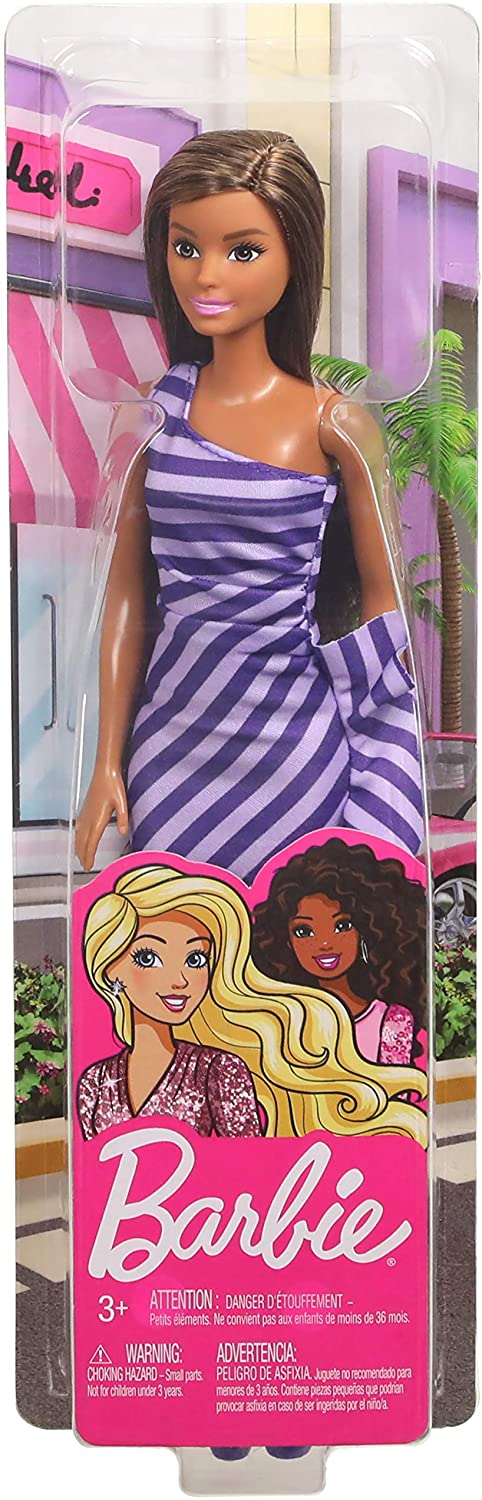 Куклы Barbie брюнетка в фиолетовом платье Сияние моды  