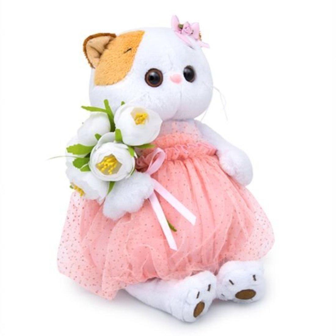 Мягкая игрушка - Кошечка Ли-Ли с белым букетом, 24 см  