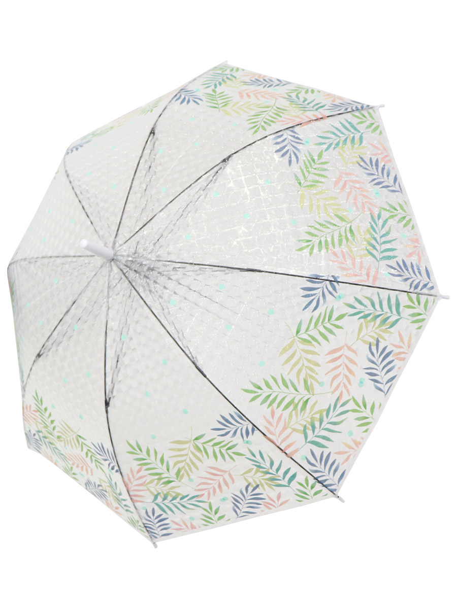 Зонт-трость Тропические Листья с 3D эффектом белый  