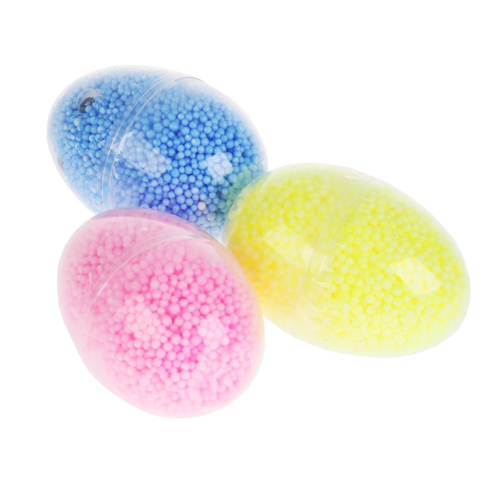 Набор шарикового крупнозернистого незастывающего пластилина + глаза, 6 цветов в яйце  