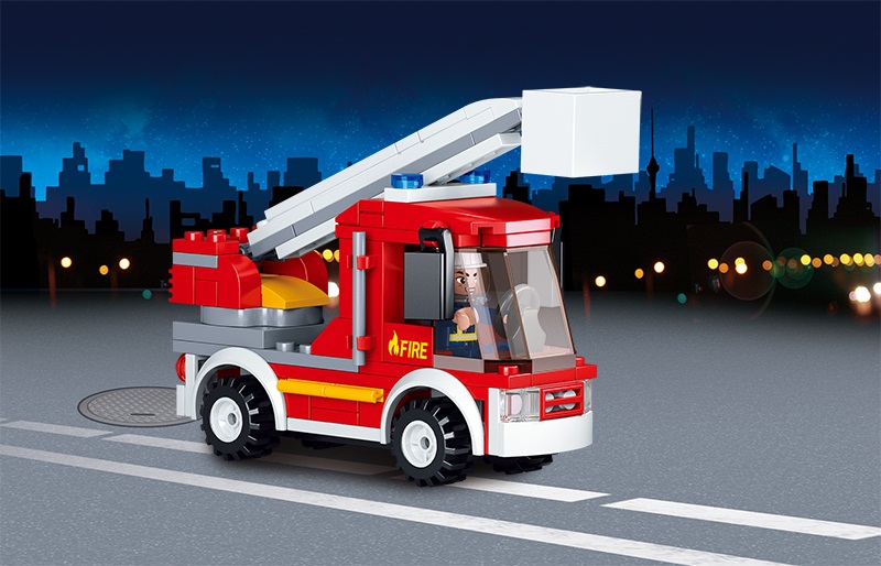 Конструктор - Пожарная машина с фигуркой, 136 деталей  