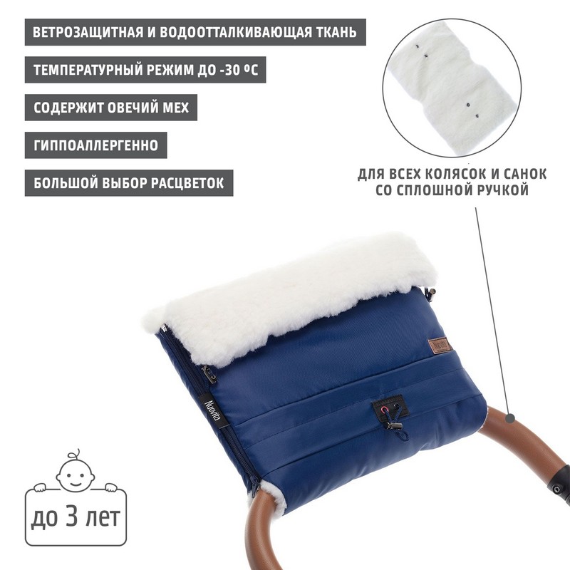 Муфта меховая для коляски Nuovita Alaska Bianco Marino/Морской  