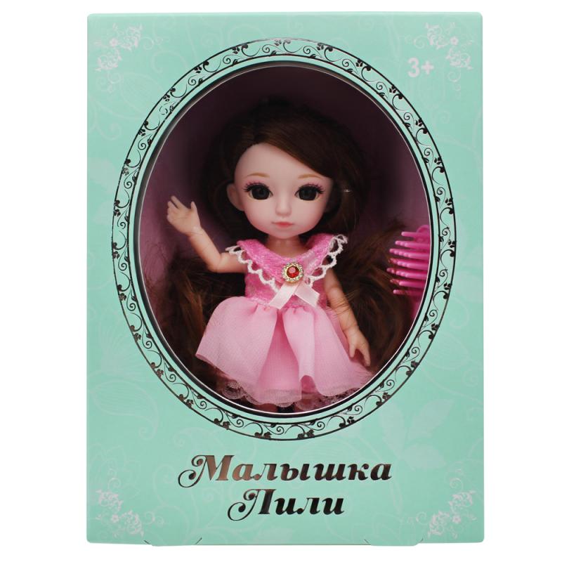 Кукла шарнирная - Малышка Лили шатенка с расческой, 16 см  