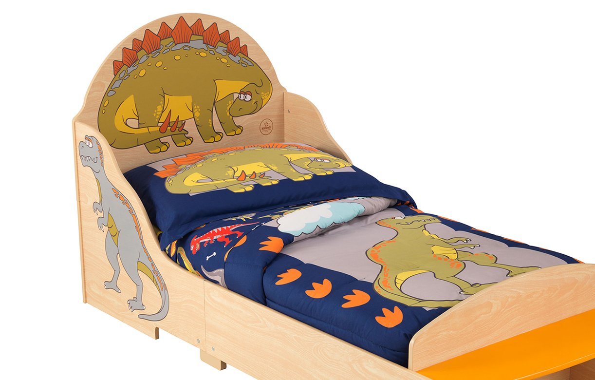 Детская кровать – Динозавр, с полками  