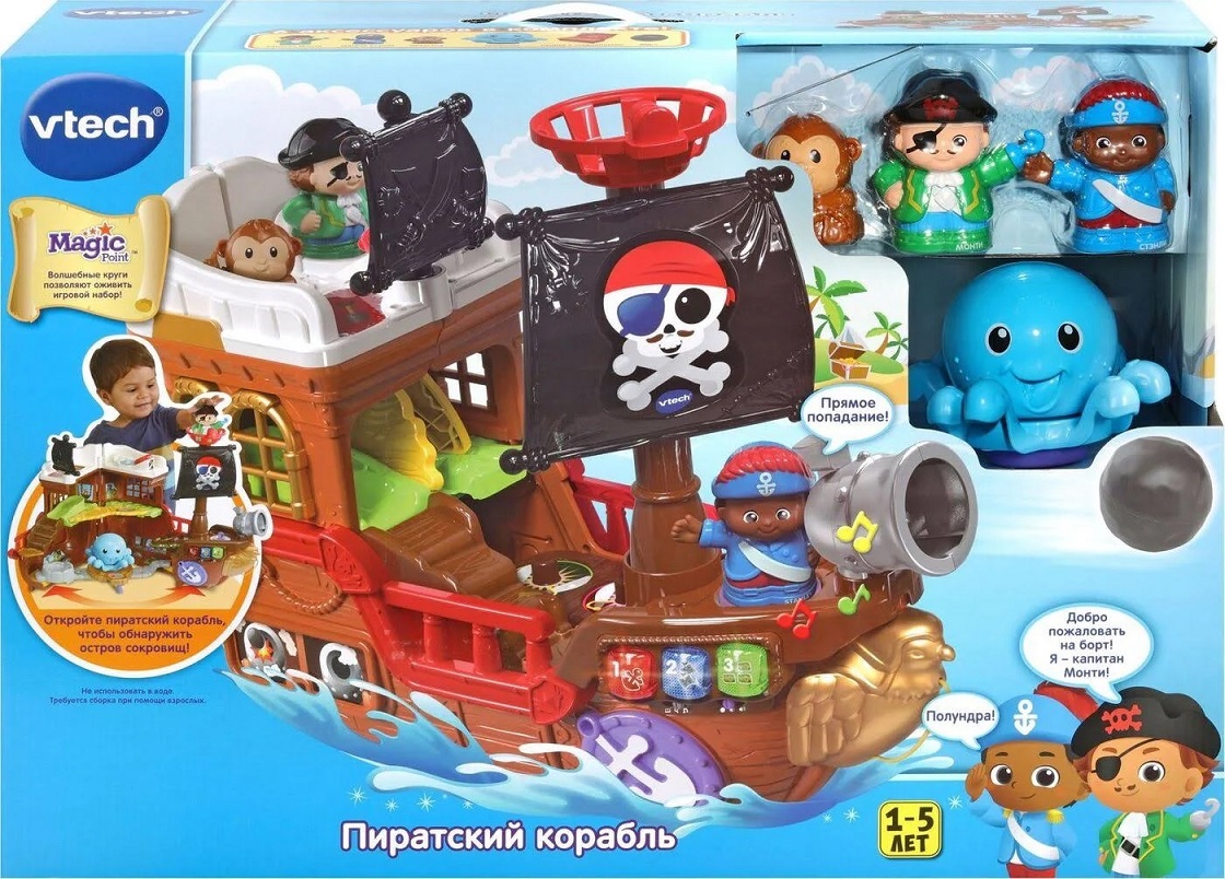 Пиратский корабль с фигурками и аксессуарами, свет и звук  