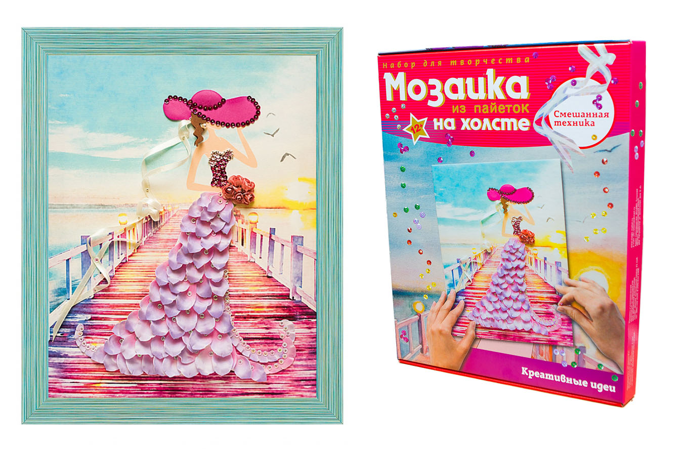 Мозаика из пайеток на холсте - Незнакомка