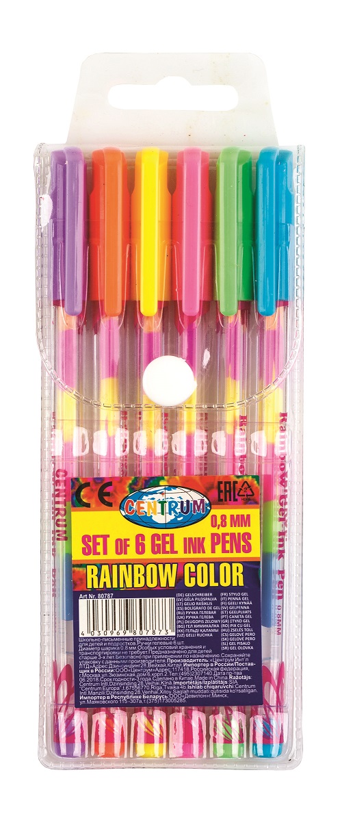 

Ручки гелевые 6 цветов Rainbow, 0,8 мм