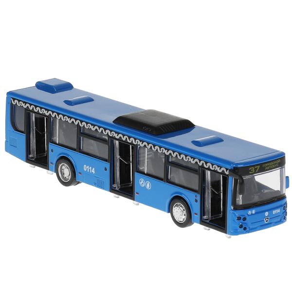 Модель автобус ЛИАЗ-5292 Метрополитен 18 см двери открываются синий инерционная металлическая  