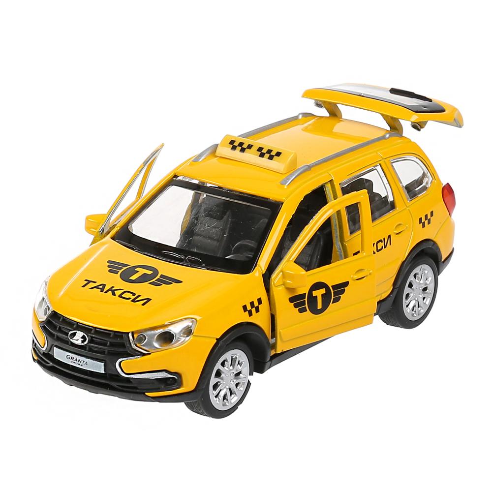Инерционная металлическая модель - Lada Granta Cross 2019 - Такси, 12 см, цвет желтый  