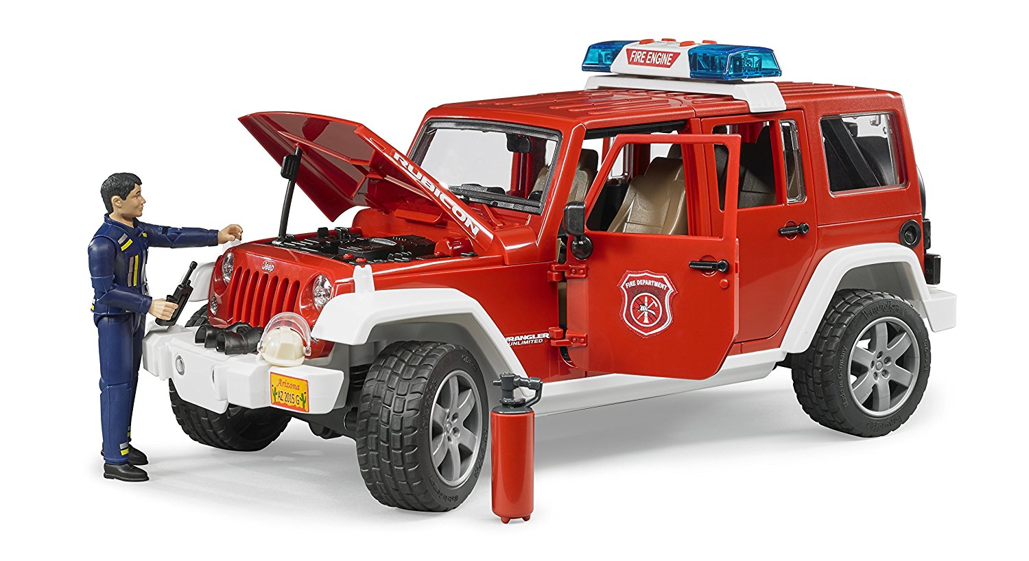 Пожарный внедорожник Bruder Jeep Wrangler Unlimited Rubicon, с фигуркой  