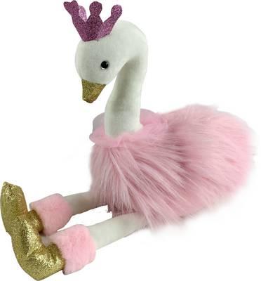 Мягкая игрушка - Лебедь розовый с золотыми лапками и клювом, 25 см 