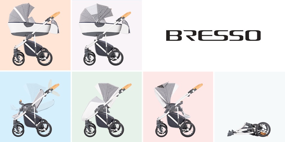Детская коляска Bebetto Bresso 2 в 1, шасси белая/BIA 03  