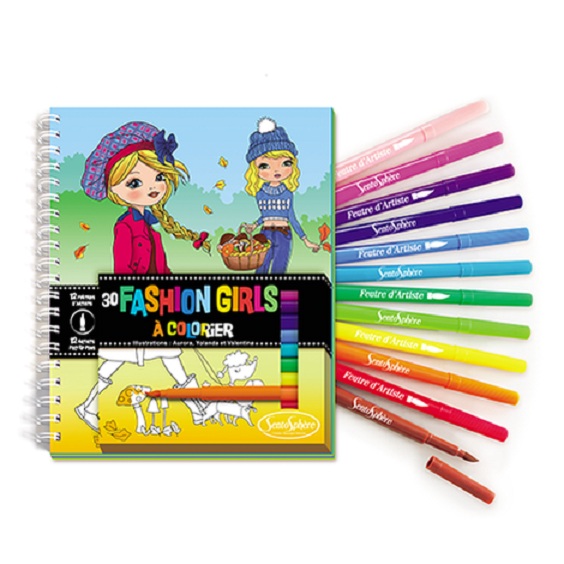 Набор для детского творчества - Раскраски с фломастерами - Модные девочки  