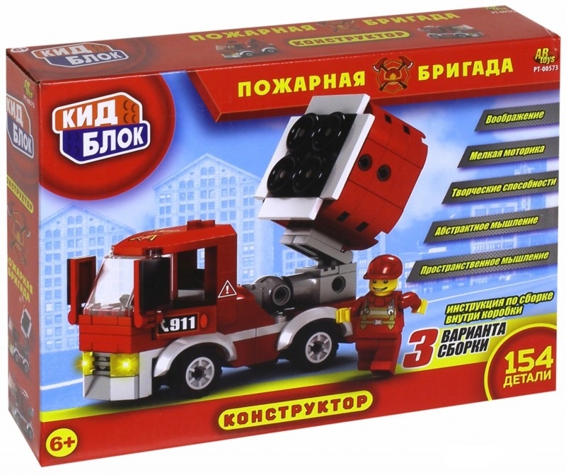 

Конструктор Кид Блок - Пожарная бригада, 154 детали