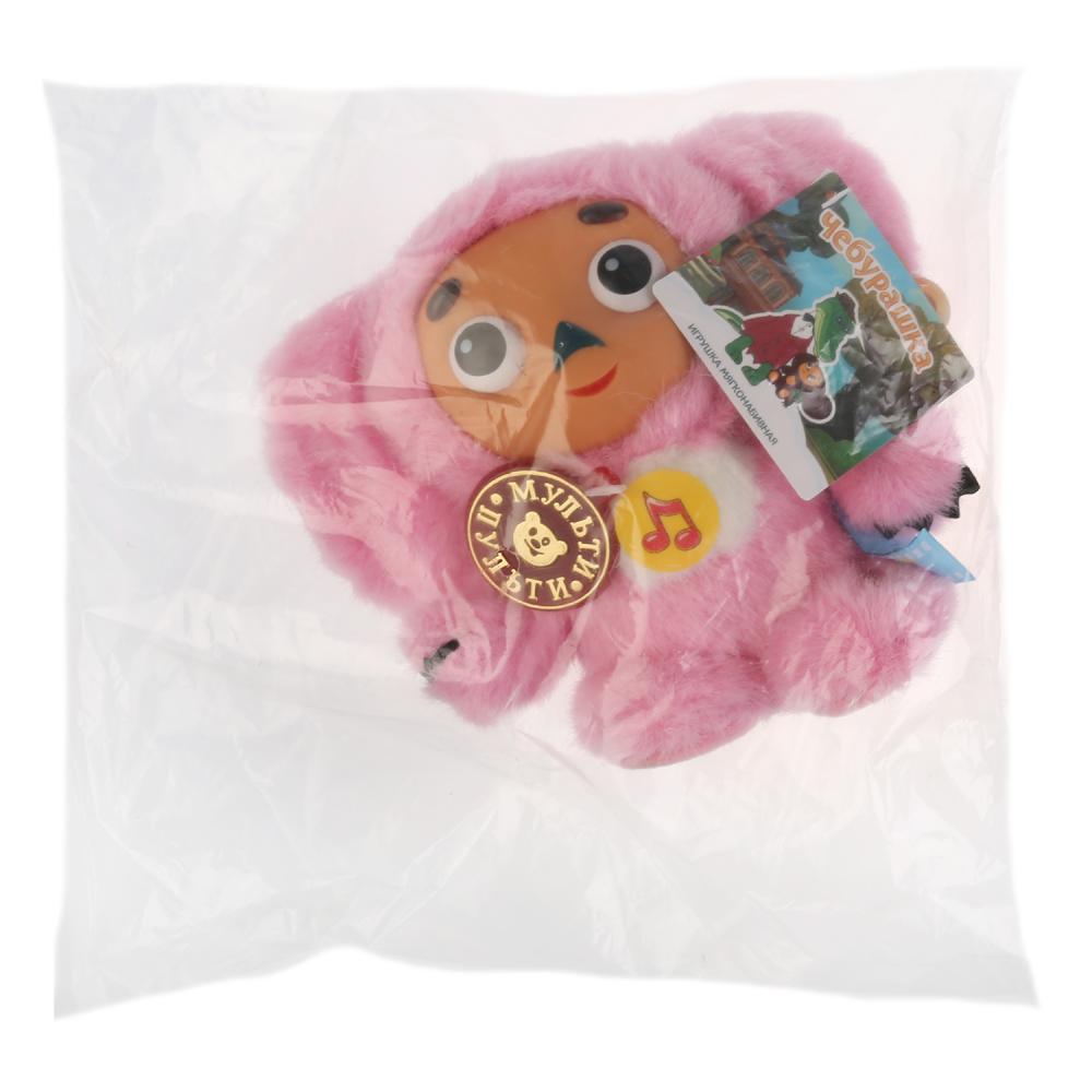 Озвученная мягкая игрушка - Чебурашка, розовый, 14 см  
