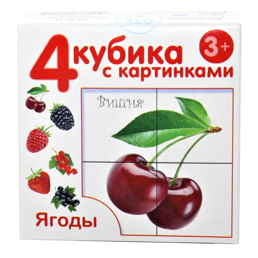 

Кубики с картинками – Ягоды, без обклейки, 4 штуки