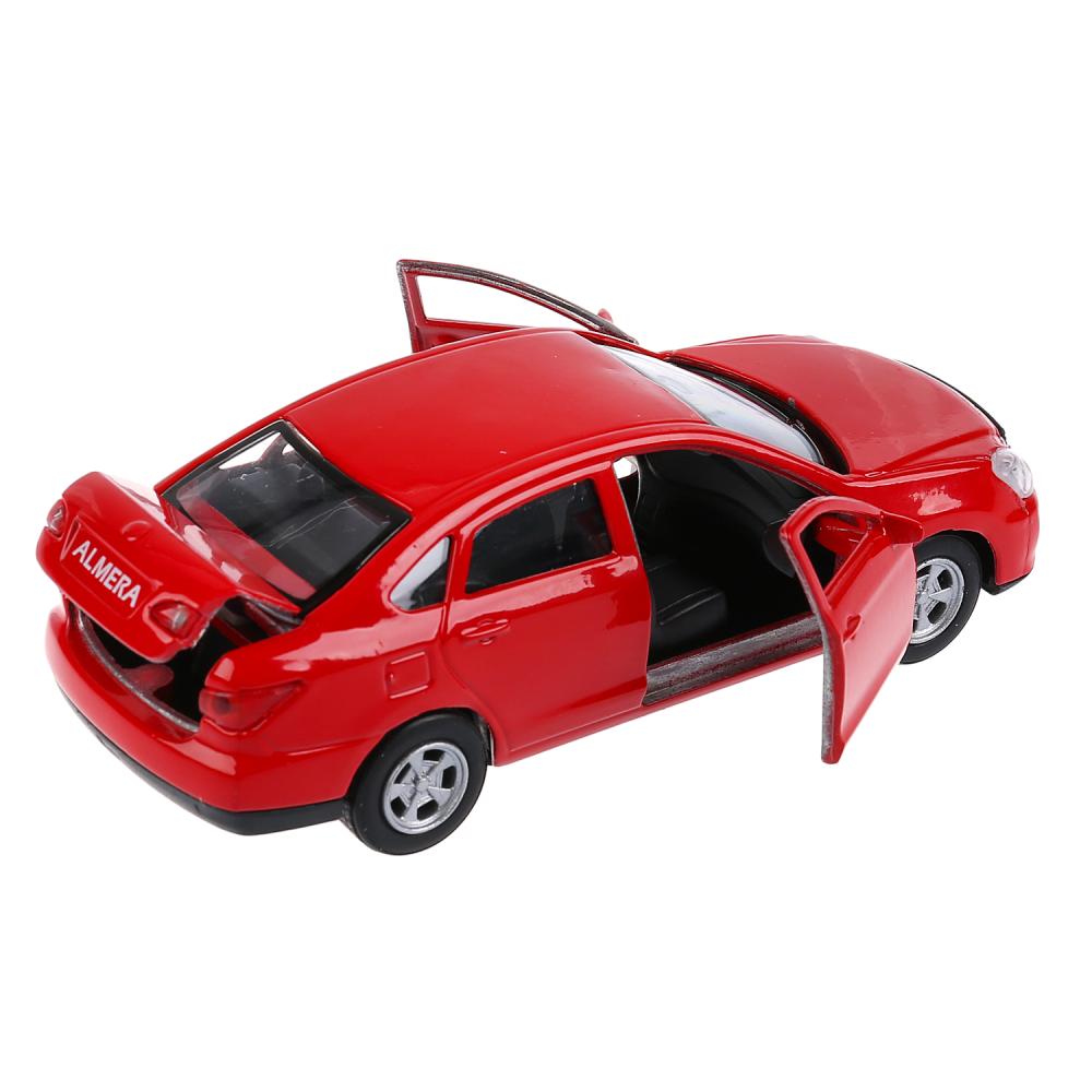 Машина металлическая Nissan Almera 12 см., открываются двери, инерционная, красная -WB) 