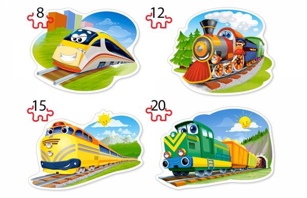 

Пазлы контурные Castorland 8,12,15,20 деталей, Забавные паровозики