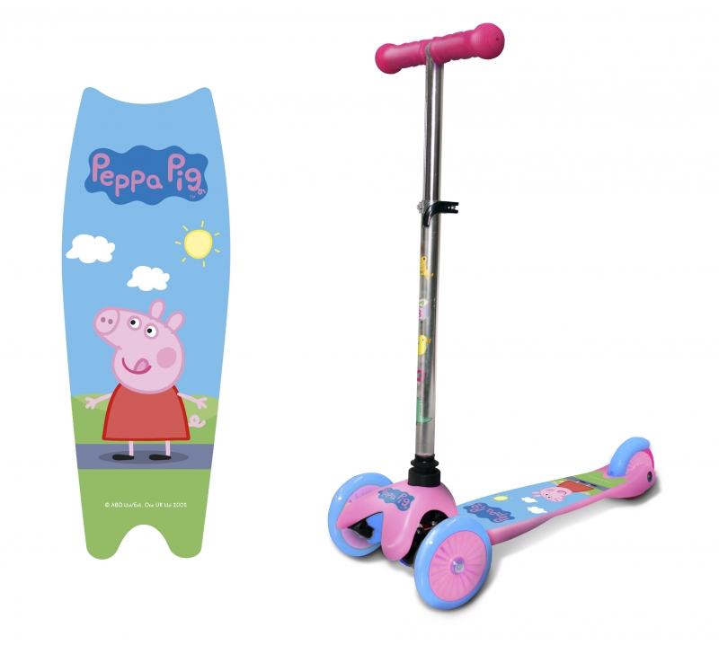 

Самокат – Peppa Pig, управление наклоном, розово-голубой
