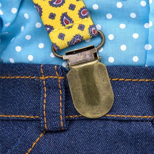 Мягкая игрушка – Басик в джинсовых шортах и желтой рубашке, 19 см  